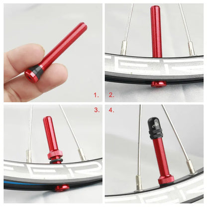 Deemount 2PCS Bicycle Tubeless Schrader Valves — Brass Core CNC Anodized MTB & Road Bike Rim Nipple