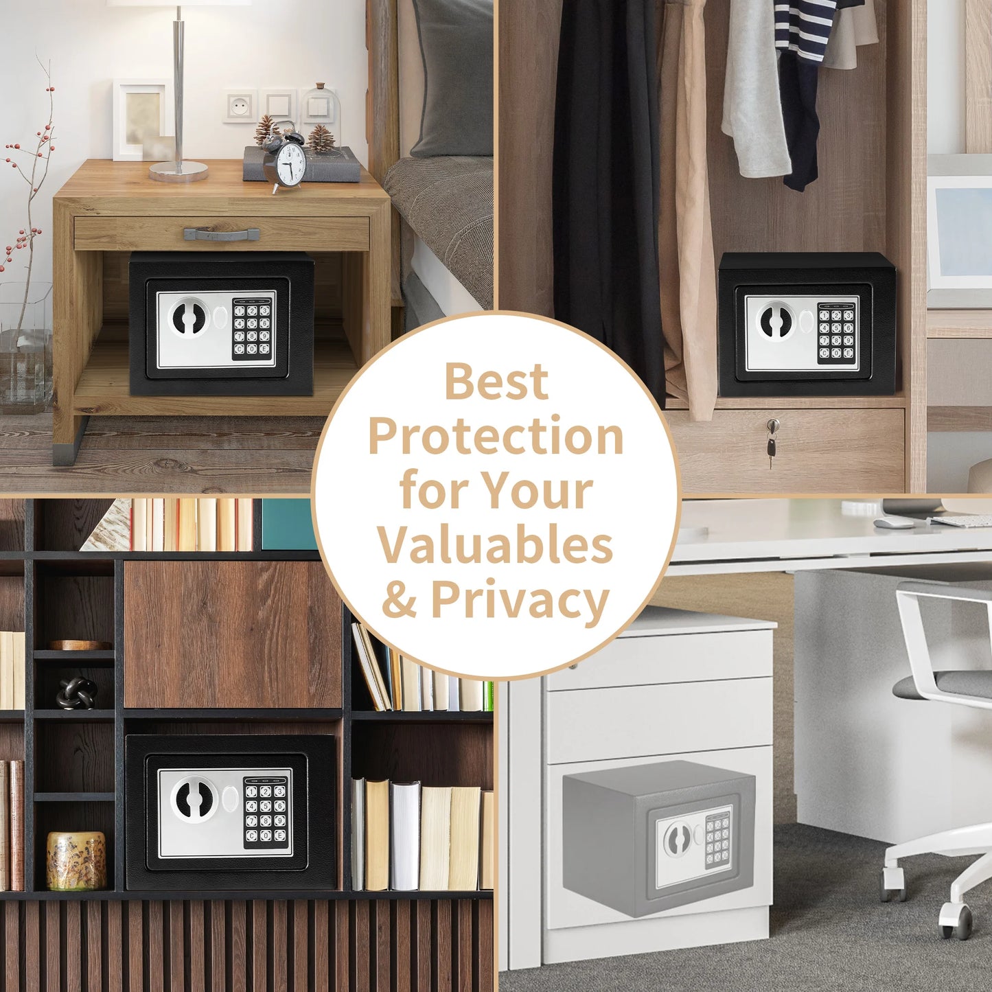 Deli 0.2 Cubic Feet Electronic Digital Safe — Steel Money Box with Fireproof Bag for Home Cash and Valuables