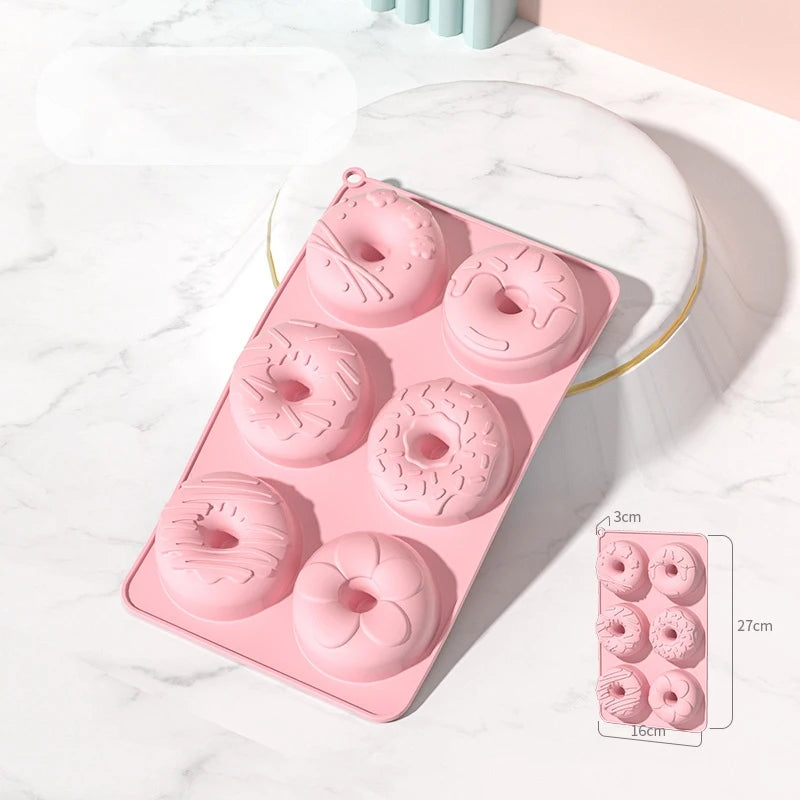 Silicone Donut Cake Pan - 6-Cavity Non-Stick Fluted Baking Mold for Donuts, Cupcakes, Jelly & Bread