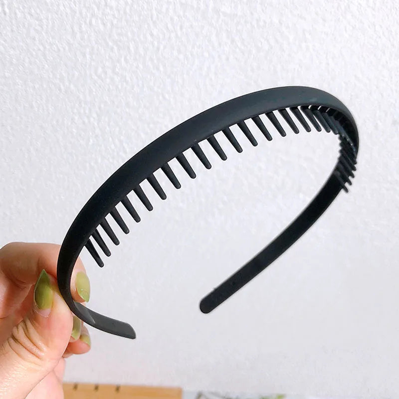 Fashion Solid Color Plastic Hairbands – Toothed Wave Combs, Non-slip Hair Bands for Women & Girls, Face Wash Headbands, Hair Accessories
