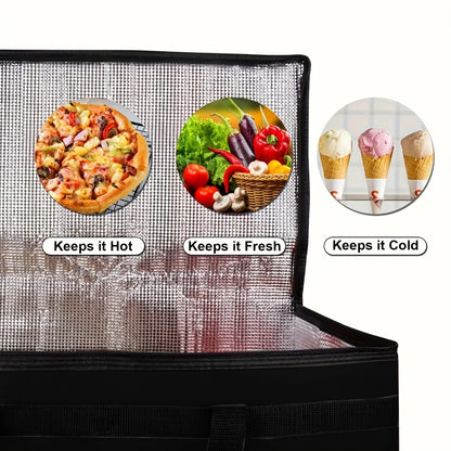 XXXL Large Capacity Insulated Pizza Delivery Bag Set with Removable Hard Bottom, 3-Layer Reusable Warming Carrier