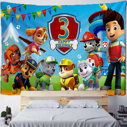 Paw Patrol Birthday Decorations Set – Custom Number Backdrop Banner & Photo Props for Party, Baby Shower & Photography Background