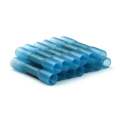 Blue Heat Shrink Butt Connectors - 25/50/100PCS Insulated Electrical Wire Crimp Terminals for 16-14 AWG Cable Repair & Splicing