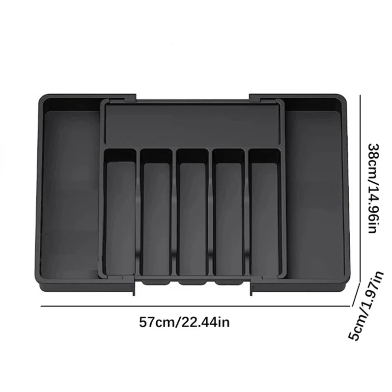 Expandable Adjustable Cutlery Drawer Organizer – Kitchen Utensil Tray with Compartments and Flatware Divider