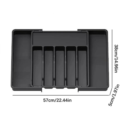 Expandable Adjustable Cutlery Drawer Organizer – Kitchen Utensil Tray with Compartments and Flatware Divider