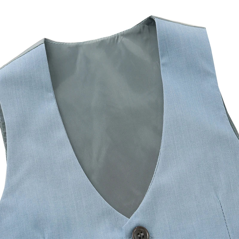 Gentleman Outfit for Boys – Spring Autumn Birthday Cotton Vest & Suit Set, Kids Solid Formal Clothing