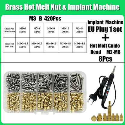 M2 M3 M4 Brass Insert Nuts for Bolt & Screw Implantation – Hot Melt Knurled Thread & Soldering Iron Tip for 3D Printer