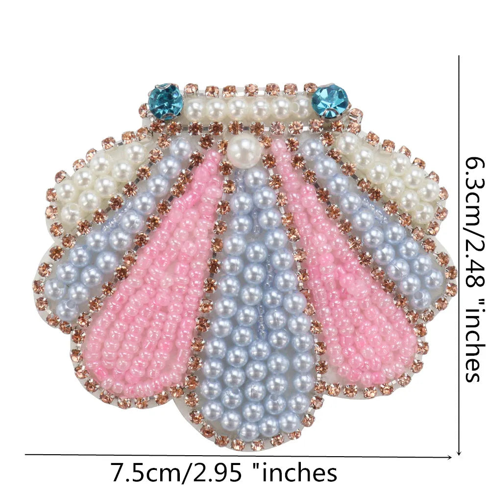 3D Handmade Ocean Animal Patches - Beaded Seahorse Crab Starfish DIY Sewing Accessories & Craft Ornaments