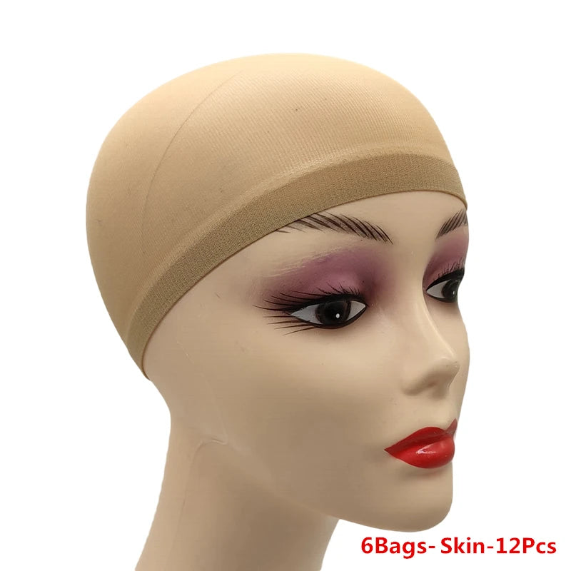 Ventilated Nylon Mesh Wig Cap – Stretchy, Breathable, Extra Thin Stocking Hairnets for Wigs, Available in 1/6/12 Bags