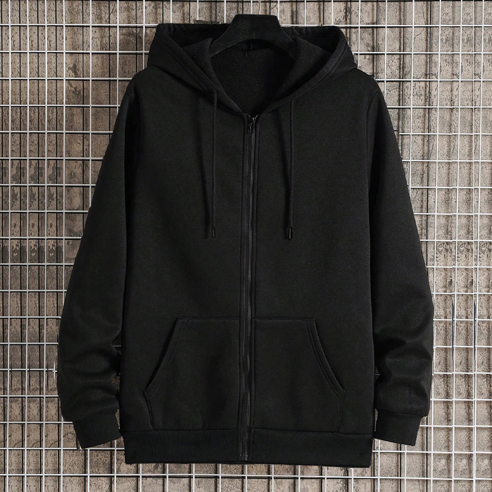 Men's Autumn Zipper Hoodie Jacket – Long Sleeve Loose Fit Casual Streetwear Coat