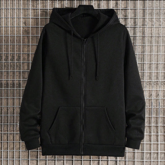 Men's Autumn Zipper Hoodie Jacket – Long Sleeve Loose Fit Casual Streetwear Coat