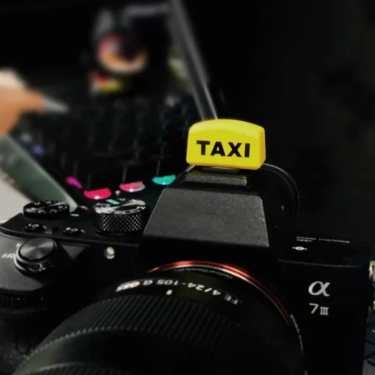Cartoon Taxi Camera Hot Shoe Cover - Protective Accessory for Sony, Canon, Nikon, Olympus, Panasonic, Pentax Cameras