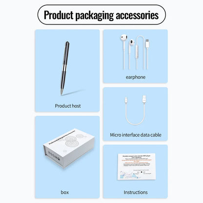 Digital Voice Recorder Pen — Professional Audio WAV Recording, Rechargeable Dictaphone & MP3 Player