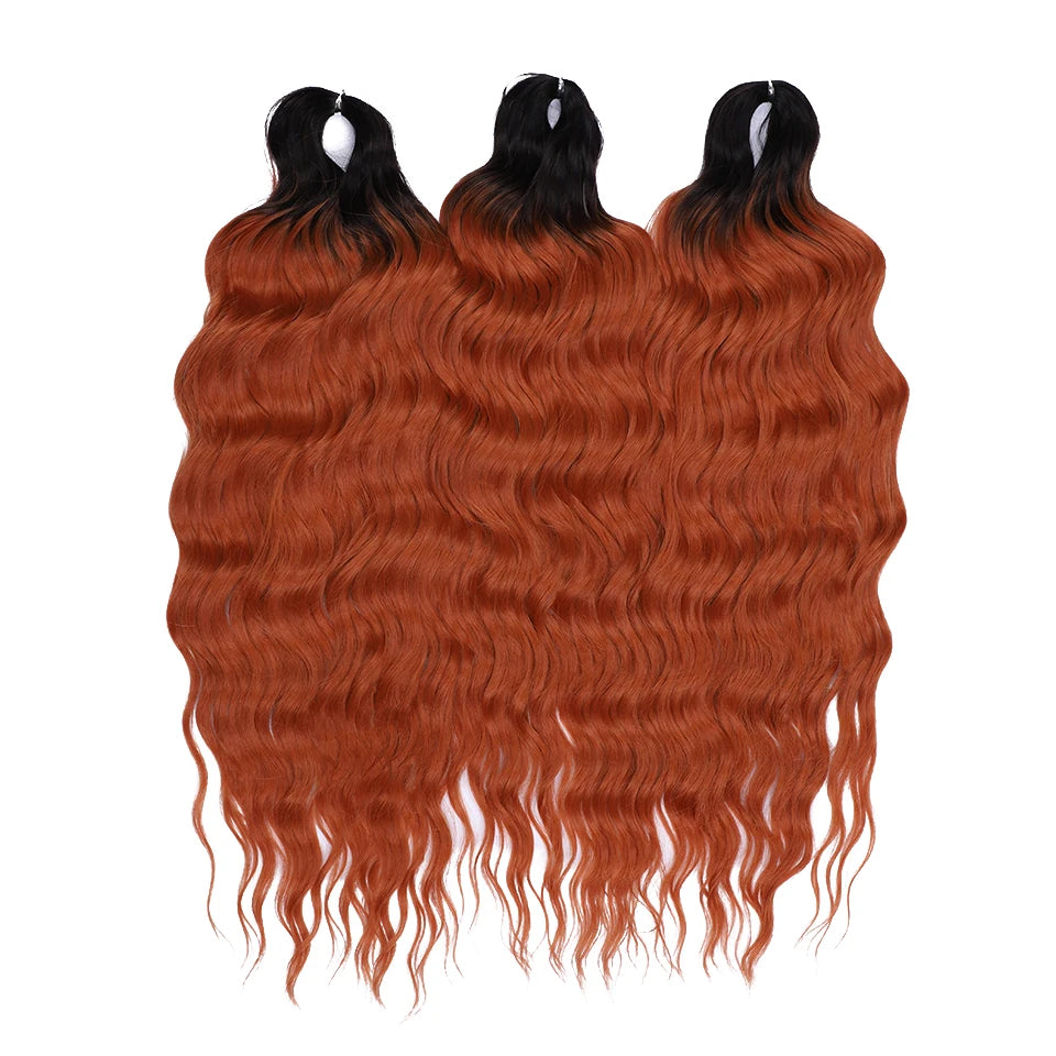 FASHION IDOL 24" Deep Wave Crochet Hair - 3-Piece Synthetic Water Wave Braiding Extensions, Ombre Rainbow Twist Hair