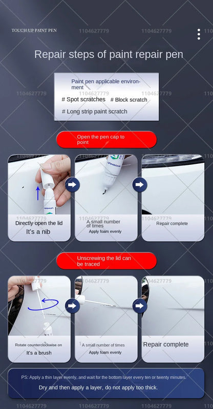 Tesla Paint Repair Pen for 2012-2025 Model 3 Y X S — Car Touch Up Pen Black White Wheel Scratch Repair Agent