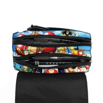 One Piece Pencil Case – Large Capacity Anime Pen Bag with Luffy & Zoro Print for Students & Gifts