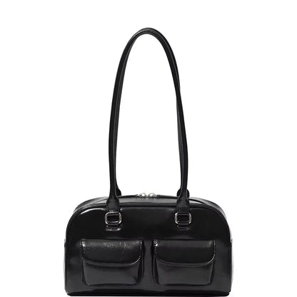 Korean Xu Yunzhen Sane Style Bowling Bag — Oil Boston Tote Underarm Bag for Women