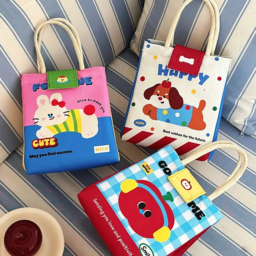 Cute Bento Lunch Bag – Large Capacity Insulated Tote for Office Workers, Students, and Fresh-Keeping Meals