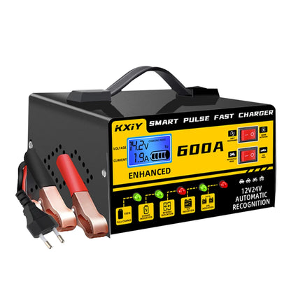 12V/24V Smart Car Battery Charger with LCD Display – 600A Intelligent Pulse Repair Maintainer