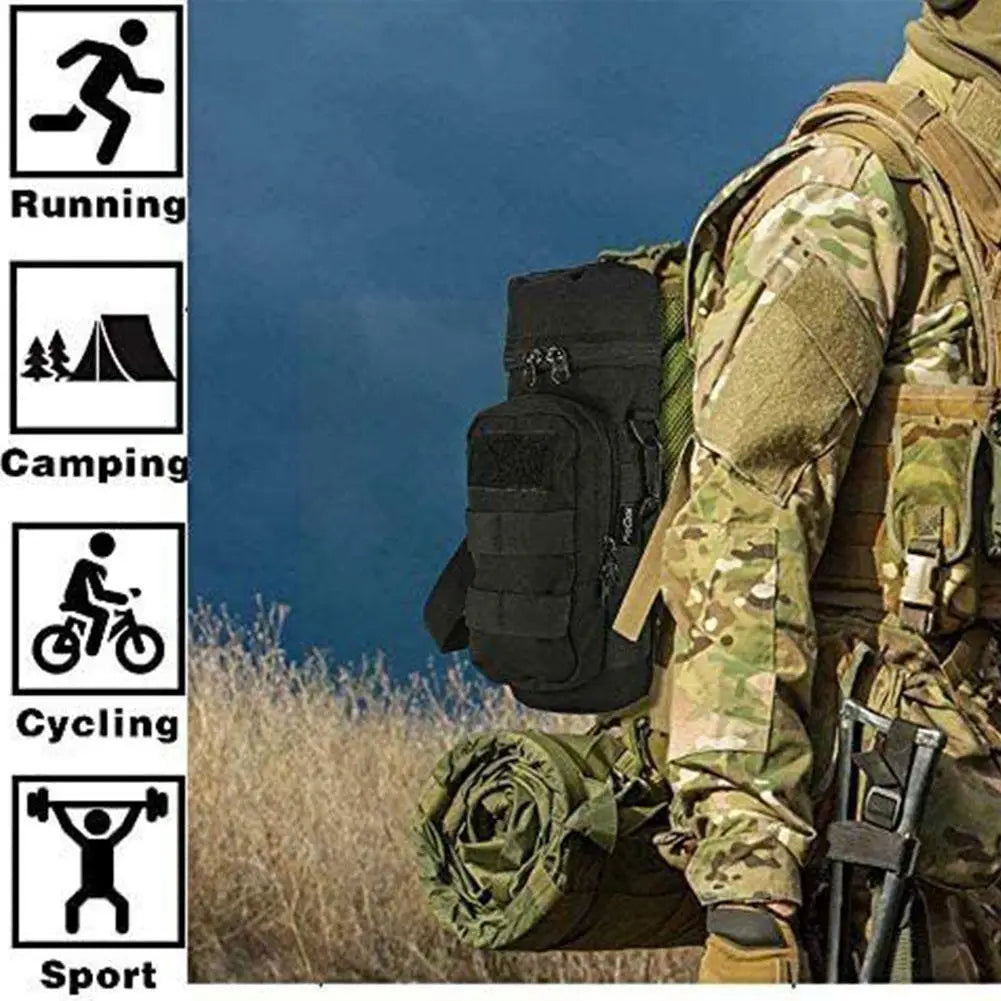 Tactical Molle Water Bottle Holder Bag - Military Hydration Carrier Kettle Pouch with Strap - Fits Up to 32 oz. Bottles for Hiking and Fishing Adventures