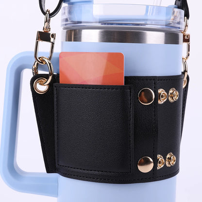 Water Bottle Carrier with Adjustable Strap – Sling Holder for Stanley 30oz & 40oz Tumbler Accessory