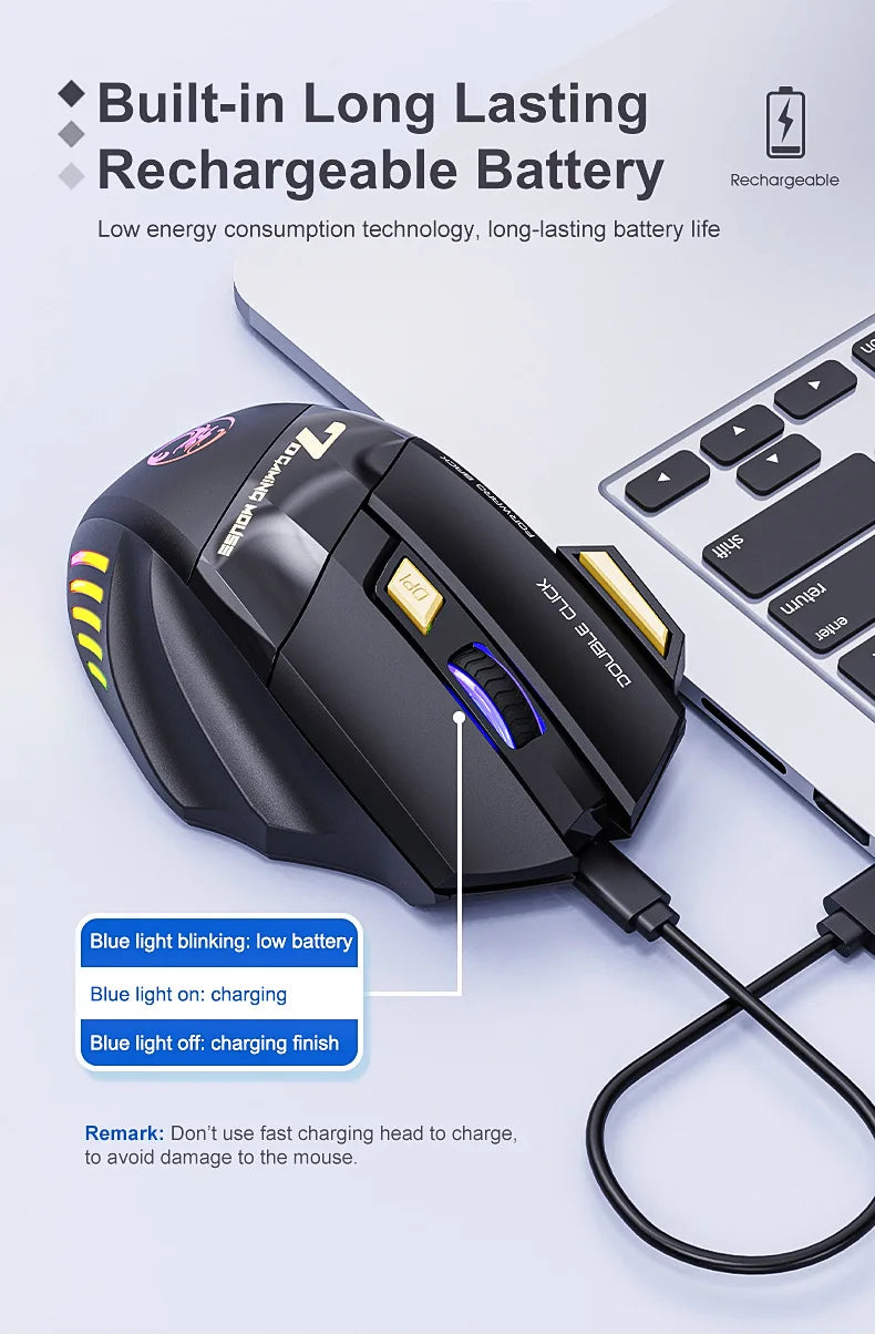 IMICE GW-X7 Wireless Gaming Mouse | 3200DPI, Dual Mode, Rechargeable, 7 Keys, Silent, Bluetooth, 7-Color LED