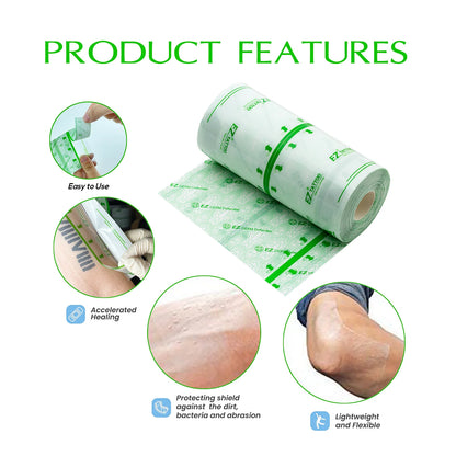 EZ Waterproof Tattoo Film – Aftercare Adhesive Bandage for Skin Healing & Protection, Derm Defender