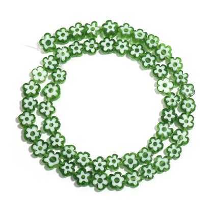 Colorful Lampwork Flower Beads - Thousand Flower Flat Plum Blossom Loose Beads for DIY Bracelet & Jewelry Crafts