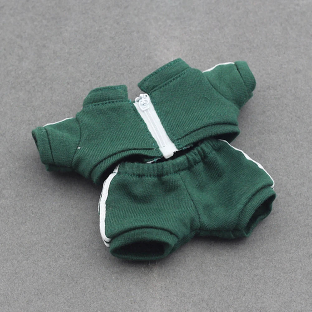 Ropa Labubu Clothes Set for 15/17cm V1/V2 Plush Dolls – Hooded Sweatshirt & Pants | Doll Outfit Accessories & Kid Toy Gift