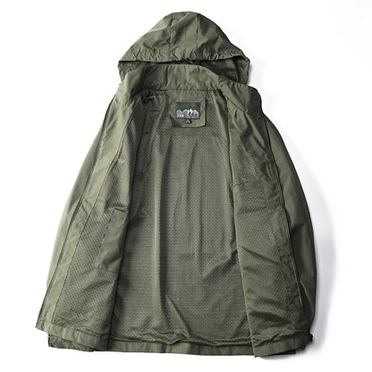 Tactical Windbreaker Jacket for Men - Waterproof Outdoor Hooded Coat | Sports & Military Field Climbing Thin Outwear | European Sizes S-5XL