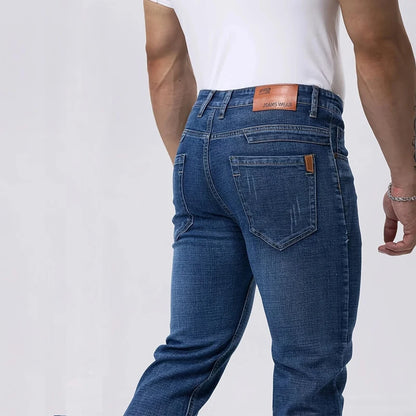 Men's Stretch Straight Leg Business Jeans – Classic Casual Denim Pants