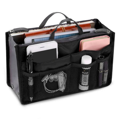 Women’s Nylon Cosmetic Organizer Bag – Foldable Large Capacity Travel Makeup Insert Handbag Tote Organizer Liner Bag