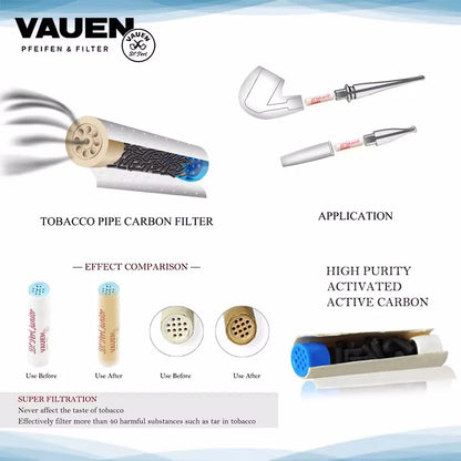 Vauen 8mm Activated Carbon Smoking Pipe Filters – Disposable Filter Accessories