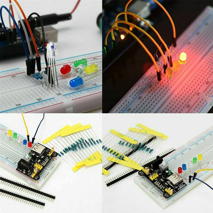 830-Piece Arduino UNO R3 DIY Starter Kit - Electronic Components Set with Solderless Breadboard for STEM Projects and Prototyping