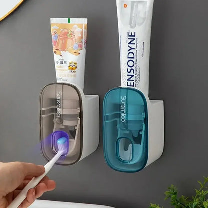 Automatic Toothpaste Dispenser & Toothbrush Holder – Wall-Mount Bathroom Accessories, Lazy Toothpaste Squeezer