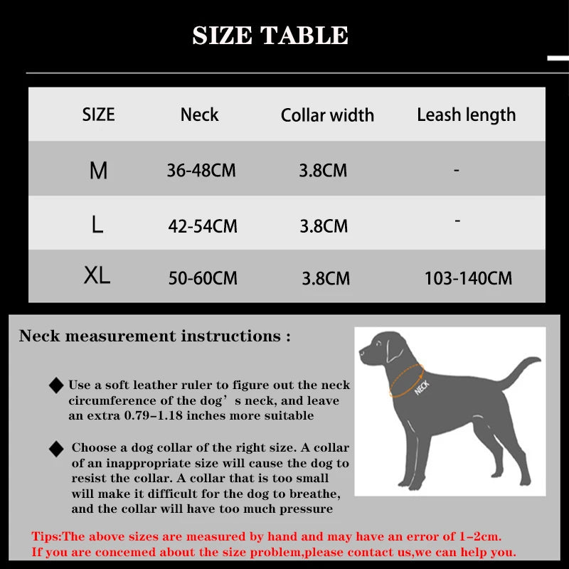 Durable Nylon Pet Dog Collar & Leash Set – Reflective Tactical Training Collar for Large Dogs