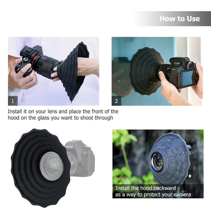 JJC Silicone Lens Hood: Anti-Reflective Camera Lens Shade for Diameter 53mm72mm, 73mm88mm - Foldable Reversible Lens Shade