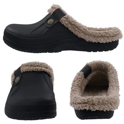 Bebealy Casual Women’s Garden Shoes & Warm Fluffy Men’s Waterproof Winter Slippers – Outdoor Antiskid Classic Leopard Design