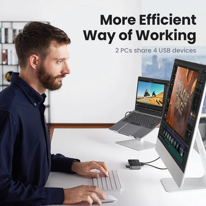 UGREEN USB 3.0 KVM Switch –  4 Devices Sharing Switcher for Keyboard, Mouse & Printer Control, High-Speed USB Hub Selector