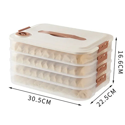 JUSTINLAU Dumpling Storage Box - Multi-Layer Stackable Food Container with Sealed Fresh-Keeping Design for Kitchen Storage
