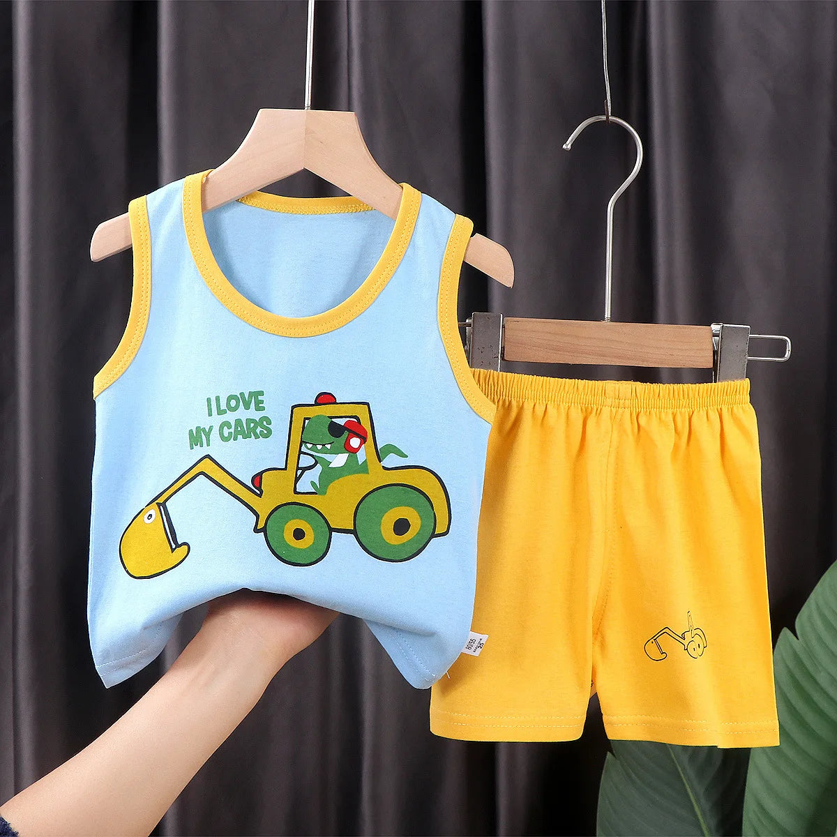 2PCS Kids Summer Vest Set – Cotton Sleeveless T-Shirt & Shorts for Boys & Girls Baby Clothes