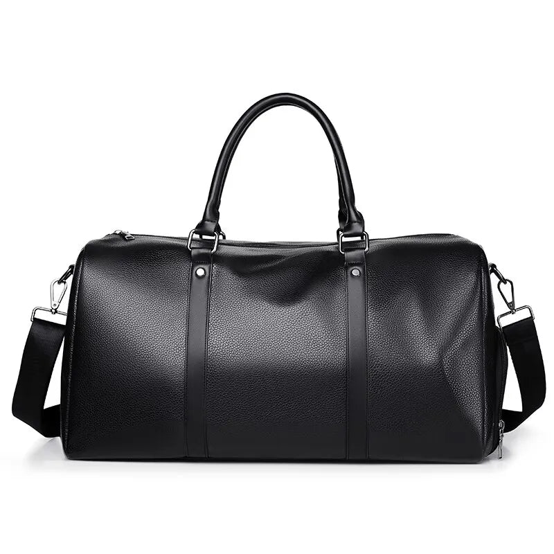 Retro Short Trip Bag – Large Capacity PU Waterproof Sports & Fitness Motorcycle Leisure Bag