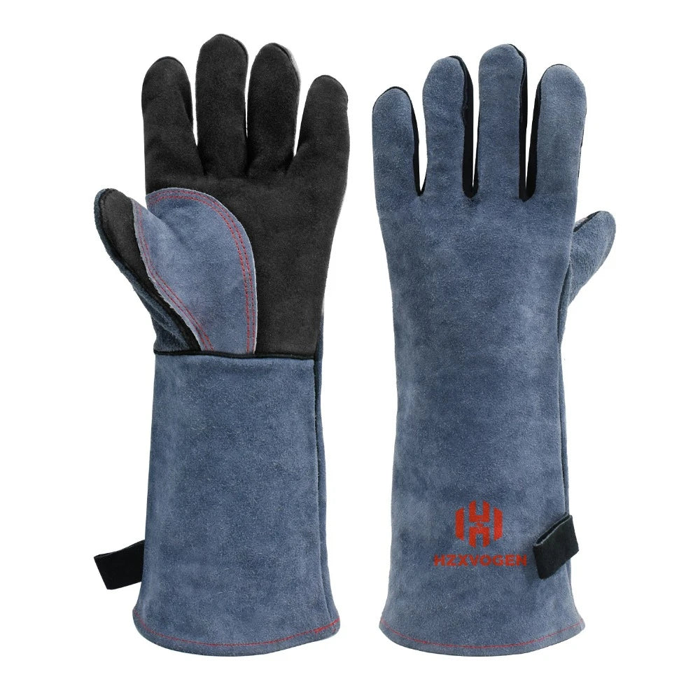 16-Inch Heat Resistant Welding Gloves – Thick Cow Split Leather Work Gloves for Welders, BBQ, Grill & Oven Use