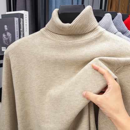 Men's Autumn Knitted Turtleneck Sweater - Slim Fit Long Sleeve Anti-Pilling Pullover Casual Streetwear Top