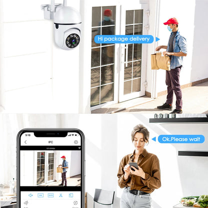 1080P IP WiFi Outdoor CCTV Camera, 4X Zoom, AI Human Detection, HD Color Night Vision, IP66 Waterproof