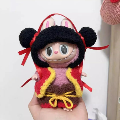 Labubu 17cm Heartbeat Macaron Monkey Toy – Stand-Up Dress-Up Jacket & Pants Suit