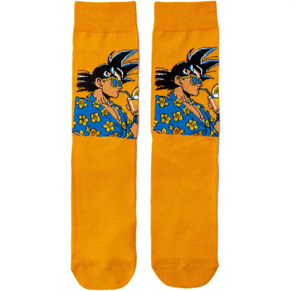 Men’s Dragon Ball Anime Mid Tube Socks - Bandai Cartoon Character Cotton Crew Socks