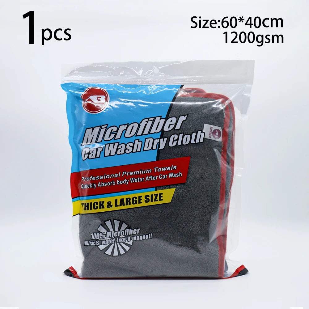 AUTOBRIGHT 1200GSM Microfiber Car Cleaning Towels – Ultra-Soft Wash & Dry Cloths