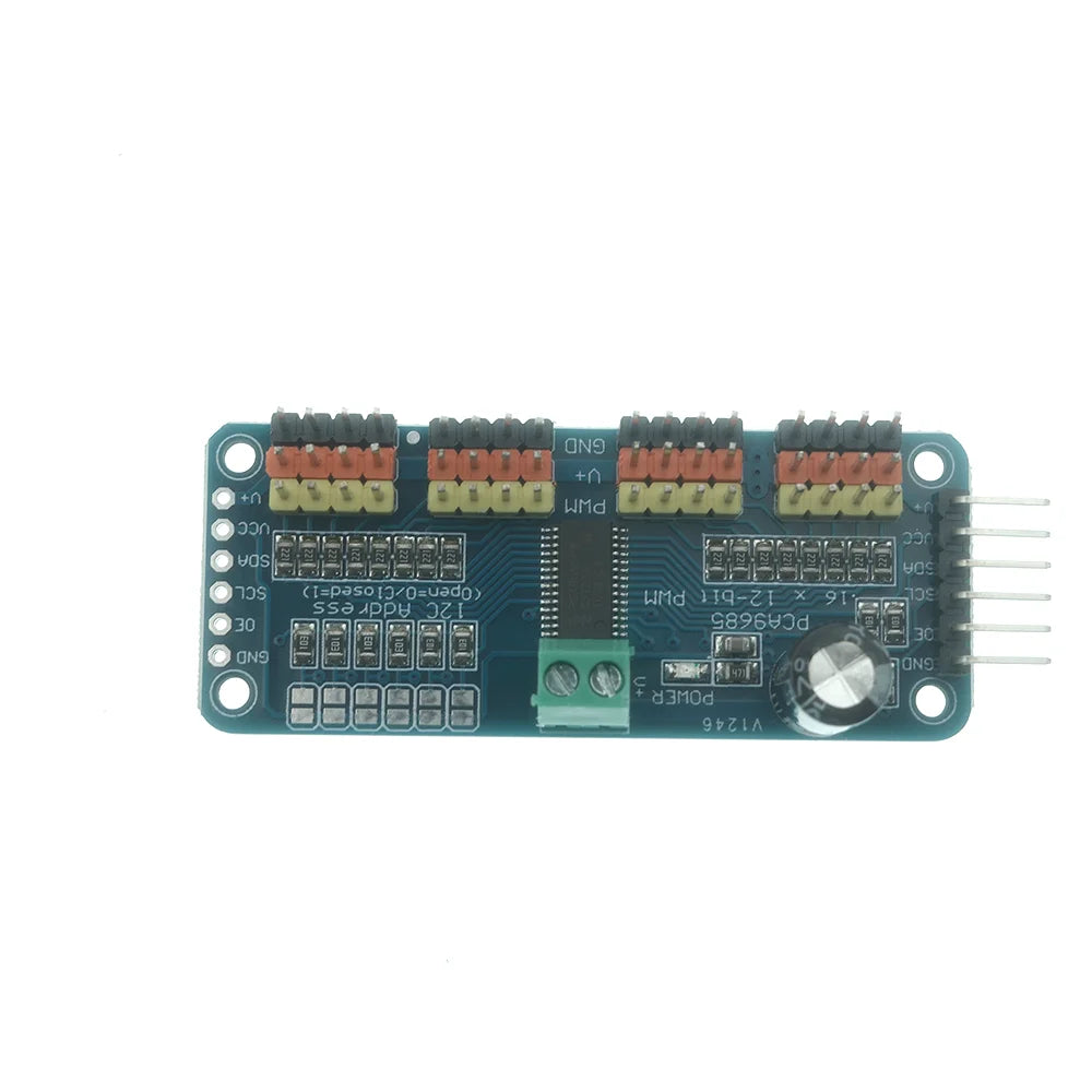 PCA9685 16-Channel 12-Bit PWM Servo Driver Module - I2C Interface Controller for Raspberry Pi DIY Projects