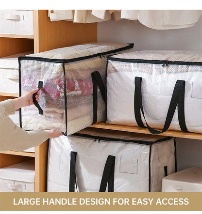 Transparent Waterproof Storage Bag – Large Capacity Quilt & Clothing Organizer for Moving, Dustproof & Moisture-Proof Storage Bag